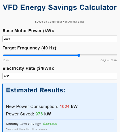 VFD Energy Savings Calculator